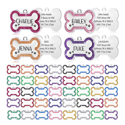 Dog Tags with Glitter Blank Pet ID | Maas Designs LLC